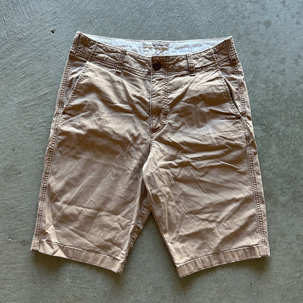 Hollister Cali Longboard Shorts Size 31 Tan Cotton Stretch Flex 10.5" Inseam